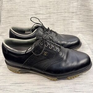 Footjoy Dryjoys Tour Golf Shoes Black Leather Men's 11 Opti Flex Soft Spikes